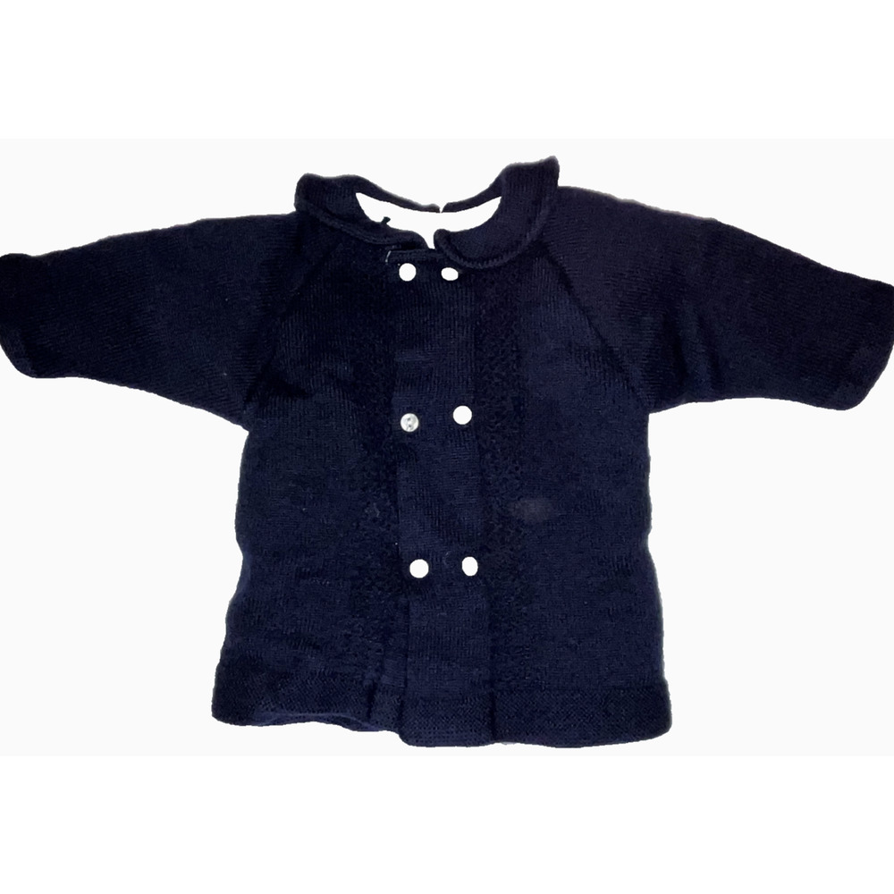 SAKS FIFTH AVENUE 100% BLACK LINED WOOL DOUBLE BREASTED PEA COAT SZ 6 MONTHS